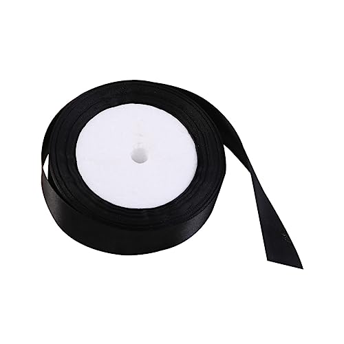ARTIBETTER 1 Rolle Doppelseitiges Band Hochzeit Wickeln Verpackung Stoffband Kuchen Dekoration Farbig Chiffon -band Zierband Seidenbänder Flaches Satinband Wickelband Satinbänder Schwarz von Artibetter
