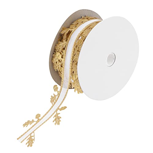 ARTIBETTER 1 Rolle Girlanden für die Dekoration rosa Schleife Strauß Band für die Kranzherstellung verdrahtet dekobänder Spitzenband Dekorationszubehör geprägtes Banddekor Polyester Golden von Artibetter