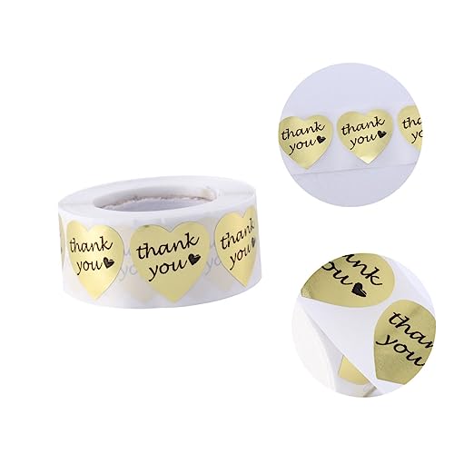 ARTIBETTER 1 Rolle Herzform Aufkleber Goldene Selbstklebende Thank You Sticker für Partys und Scrapbooking für Süßigkeiten und Biscuit Tüten von Artibetter
