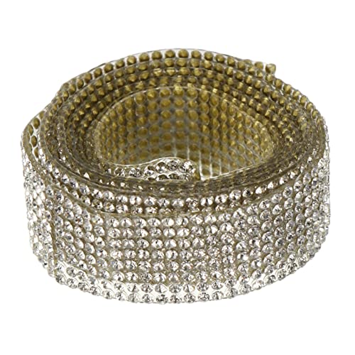 ARTIBETTER 1 Rolle Klebebohrer Goldene Strasssteine Strassband Kunsthandwerk Glänzend Klebstoff -strasssteine Gürtel Verpackung Streifen Diy Diamantgitter Strass-wraps Weiß Plastik von Artibetter