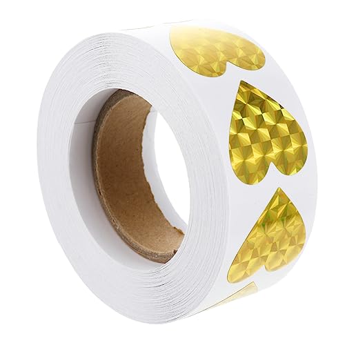 ARTIBETTER 1 Rolle Liebe Aufkleber Etiketten Name Bunt Geformt Vinyl Party Rosa Aufkleber Herzförmig Sammelalbum Liefert Farbig Herzen Aufkleber Für Hochzeitsgeschenke Laserpapier Golden von Artibetter