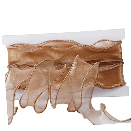ARTIBETTER 1 Rolle Phnom Penh Meerjungfrauenschwanz Chiffonband Braunes Band Schärpe Schillernde Brautgarnspule Satin Wickelband Haarband Dicker Lockentüll Für Brautjungfern Goldenes von Artibetter