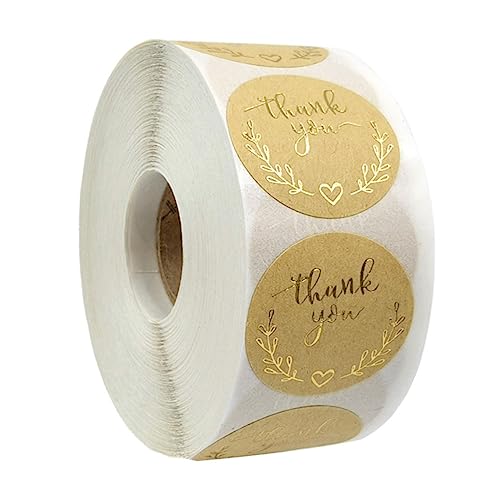 ARTIBETTER 1 Rolle Selbstklebende Danke Aufkleber Runde Etiketten aus Hochwertigem Kraftpapier für Feiertagsdekoration und Verpackungen für Hochzeiten Geburtstage und Besondere Anlässe von Artibetter