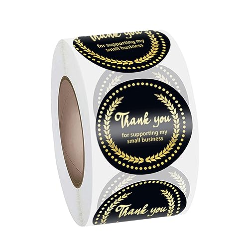 ARTIBETTER 1 Rolle Thank You Aufkleber Runde Dekorative Etiketten Schwarz für Verpackungen und Karten für Kleine Unternehmen und Dankesbotschaften von Artibetter