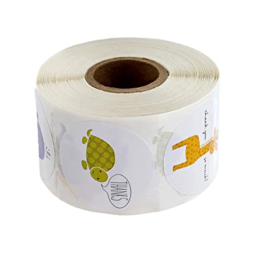 ARTIBETTER 1 Rolle Tier Aufkleber Danke Selbstklebende Dankeschön Sticker mit Cartoon Tieren für Geschenkverpackungen für Partys Bäckereien und Handgemachtes von Artibetter