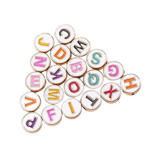ARTIBETTER 1 Satz Bunte Buchstabenperlen Metall Alphabetperlen Für Diy Schmuckherstellung Rund Flach Für Armbänder Und Schlüsselanhänger 20 Stück von Artibetter