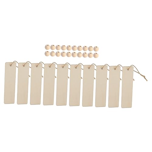 ARTIBETTER 1 Satz DIY Leere Holz Lesezeichen mit Holzperlen und Jute Schnur Bastelmaterial für Kreative Personalisierte Designs und Hochzeit Deko Lehrer und Handwerksprojekte von Artibetter