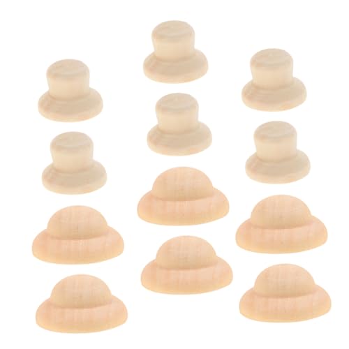 ARTIBETTER 1 Satz Diy Holzhut Basteln Miniatur-puppenhüte Diy -handwerkshüte Malerei Peg Puppen Hut Unfertiger Puppenhut Aus Holz Hut Für Peg-puppen Beige 40 Stück von Artibetter
