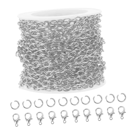 ARTIBETTER 1 Satz Diy Schmuckherstellungsset Robuste Ketten für Armbänder mit Karabinerverschlüssen und Ringen Silberfarbene Ketten für Basteln und Reparaturen von Artibetter