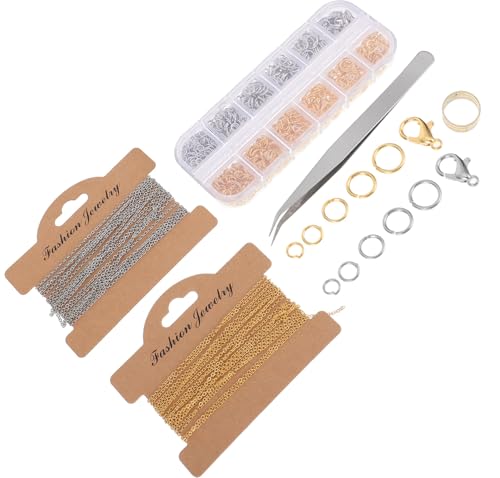 ARTIBETTER 1 Satz Diy Schmuckherstellungszubehör mit Kupferbeschichteter Eisenkette Öffnungsringen und Lobster Clips für Kreative Bastelprojekte von Artibetter