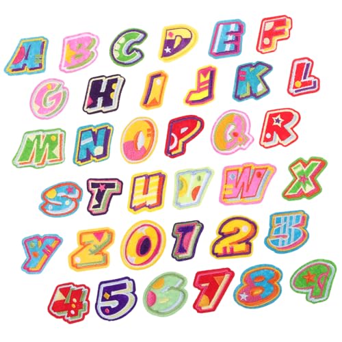 ARTIBETTER 1 Satz Englischer Brief Patch Stoff Stickereiflecken für Kleidung klein Alphabet Patches zum Aufnähen Uni Buchstaben aufbügeln farbige Kleidungsflecken Patch-Briefe von Artibetter