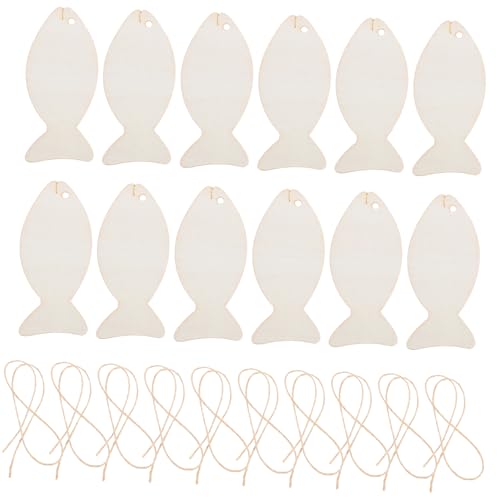 ARTIBETTER 1 Satz Holzausschnitt Dekoration Unvollendet Scheiben Ein Stück Fisch Party Fischformen Das Etikett Bastelset Verzerrungen Holzausschnitte Hölzern Beige 32 Stück von Artibetter