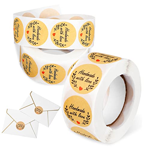 ARTIBETTER 1 Satz Liebe Aufkleber Handgefertigter Etikettenaufkleber Handgefertigte Etiketten Selbstgemachte Aufkleberetiketten Hausgemachte Backaufkleber Kraftpapier 2rollen von Artibetter