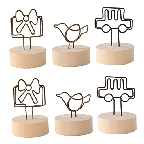 ARTIBETTER 1 Satz Nachrichtenordner Memohalter Nummer Foto Rustikale Clips Schöner Schreibtisch Notizhalter Hochzeitsform Desktop Ornamente Memo Clip Ständer Aus Holz 6 Stück von Artibetter