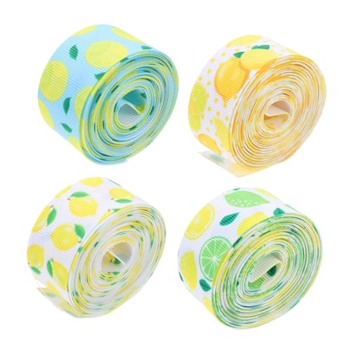 ARTIBETTER 1 Satz Rippelband Wickelband Bänder Zum Verpacken Zitronenthema Bänder Für Handwerk Diy-bastelband Band Umwickeln Band Für Kränze Verpackung Polyester 4rollen von Artibetter