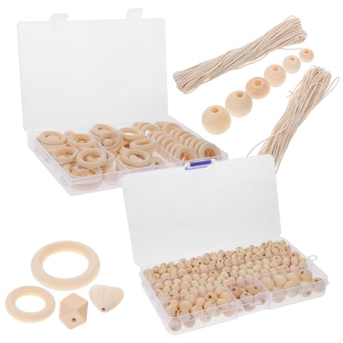 ARTIBETTER 1 Satz Runde Perlenkombination Herstellung Perlen für Armbänder schmuck holzperlen Basteln von Perlen Abstandsperlen aus natürlichem, unbehandeltem Holz Spacer Perlen hölzern von Artibetter
