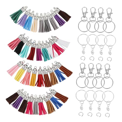 ARTIBETTER 1 Satz Schlüsselanhänger Bausatz bunt Schlüsselringe Quasten basteln Bausätze Schlüsselkette Quasten DIY -Schlüsselkette Anhänger Quasten Fransen Rostfreier Stahl von Artibetter