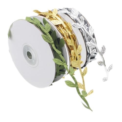 ARTIBETTER 1 Satz Simuliertes Gold- Und Silberblattband Grün Drinnen Für Blumen- Hochzeit Salbei Band Zum Verpacken Künstliches Blattband Wickelband Blattbänder Blattbandbesatz Stoff 3rollen ARTIBETTER 1 Satz Simuliertes Gold- Und Silberblattband Grün Drinnen Für Blumen- Hochzeit Salbei Band Zum Verpacken Künstliches Blattband Wickelband Blattbänder Blattbandbesatz Stoff 3rollen von Artibetter