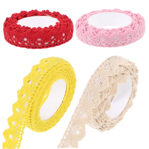 ARTIBETTER 1 Satz Teiliges Baumwolle Spitzenband Dekoratives Hohles Spitzenbortenklebeband Für Diy Projekte Scrapbooking Und Partydekorationen 4 Stücke von Artibetter
