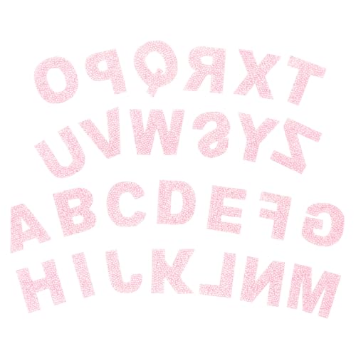 ARTIBETTER 1 Satz heißer Diamant-Stoffflicken Alphabet Strassbriefe Stickereiflecken Form Buchstaben-Perlen-Buchstaben-Patches Applikationen für Kleidung Flicken für Jacken Bohrtuch Rosa von Artibetter