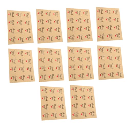 ARTIBETTER 10 Blatt Selbstklebende Danke Aufkleber Dekorative Etiketten für Verpackungen Backwaren für Feiern Feiertage und Persönliche Grüße von Artibetter