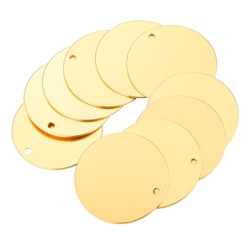 ARTIBETTER 10 Stück Etikett Aus Edelstahl Flache Runde Form Leere Anhänger Flache Scheibenzauber Mit Loch Anhänger Für Die Schmuckherstellung Leeres Stempeletikett Rostfreier Stahl Golden von Artibetter