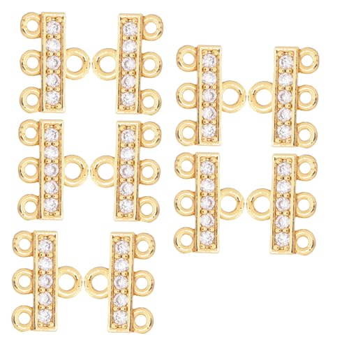 ARTIBETTER 10 Stück Gold Überzogene Mehrfach-strang Halskettenverschluss mit Zirkonsteinen Sicherer Schmuckverbinder für Mehrreihige Armbänder und DIY Schmuckherstellung von Artibetter