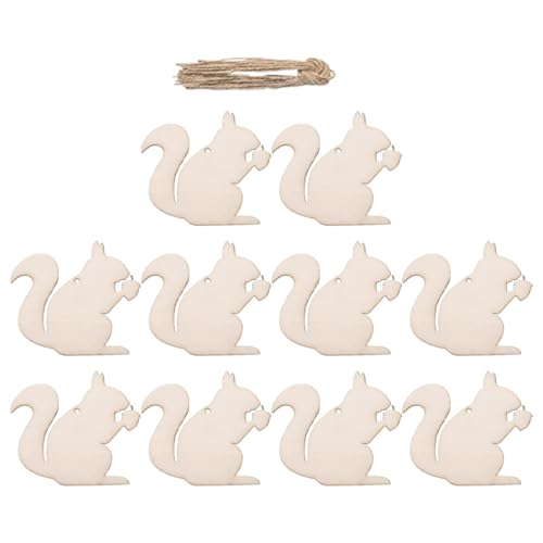 ARTIBETTER 10 Stück Holzspäne Ausschnitte Eichhörnchenformen Ornamente Party-eichhörnchen-dekorationen Weihnachtsbaumschmuck Eichhörnchen-dekorationsparty Unfertiges Holztier Beige Hölzern von Artibetter