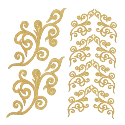 ARTIBETTER 10 Stück Spitzenbesatz Aus Polyester Nylon Und Baumwolle Zum Aufnähen Auf Rechteckige Metallverzierungen Goldene Nähstickereien Dekorative Aufkleber von Artibetter
