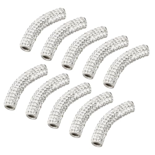 ARTIBETTER 10 Stück Teiliges Weiße Gebogene Schmuckröhrenperlen Diamantbesatz Handgemachte Zwischenperlen für Armband Halskette DIY Schmuckherstellung und Bastelprojekte von Artibetter