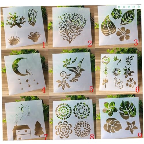 ARTIBETTER 10 Stück Teiliges Wiederverwendbarer Malschablonen für Wandgestaltung DIY Blüten und Blattmuster für Bastelprojekte und Scrapbooking Familienaktivitäten von Artibetter