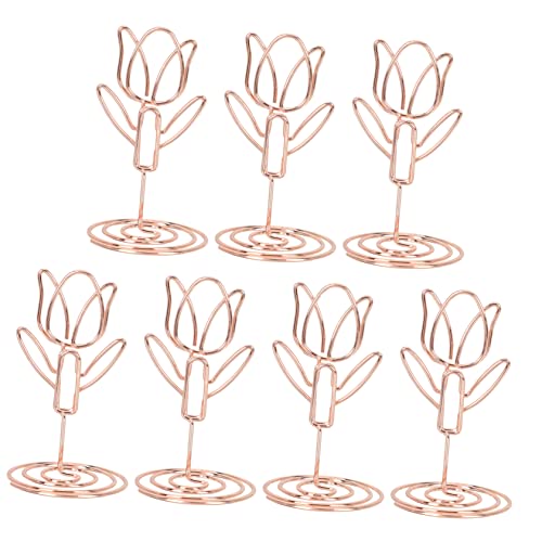 ARTIBETTER 10 Stück Tischkartenhalter Teiliges Kreative Foto und Notizzettelhalter mit Blumenclip und Spiralförmigem Sockel für Hochzeiten Partys und Roségoldfarben von Artibetter