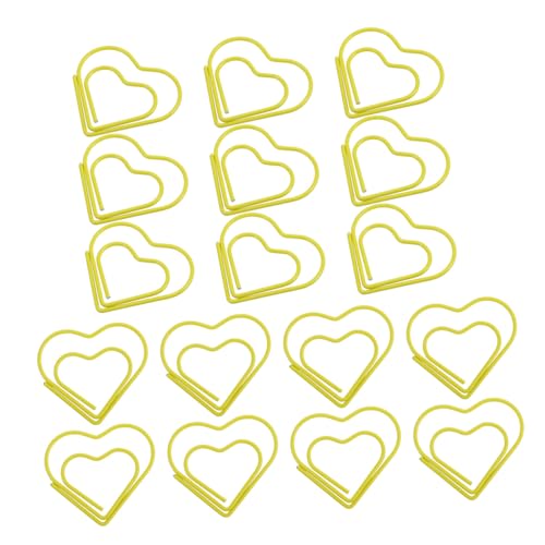 ARTIBETTER 100 Stück Büroklammern Herz Schulbedarf Schreibwaren Clip Charm Lesezeichen Büroklammer Goldenes Lesezeichen Sonnenblumen Büroklammer Herz Büroklammer Papierklammern von Artibetter