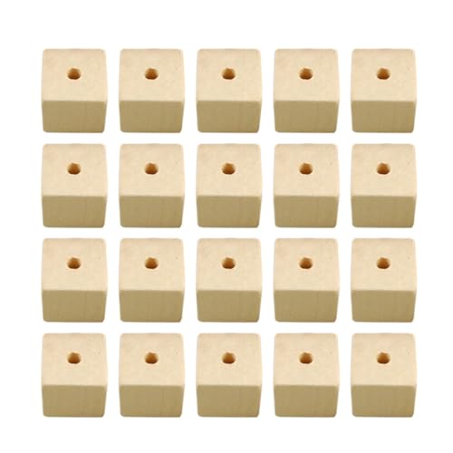 ARTIBETTER 100 Stück Holzperlen Quadratische Diy Schmuck Zubehör für Armbänder Ketten und Kinderspielzeuge Handgemachte Handwerksmaterialien Holzfarbe von Artibetter