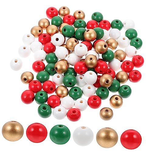 ARTIBETTER 100 Stück Holzperlen für Diy Schmuckherstellung Bunte Beads für Armbänder Bastelarbeiten und Weihnachtsdekoration für Kreative Projekte Goldene Rote Grüne und Weiße Perlen von Artibetter