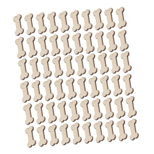 ARTIBETTER 100 Stück Hundeknochen dekoratives Holzstück Knochenförmige Holzausschnitte dekorativer Anhänger aus Holz unfertige Holzspäne Holzausschnitte für Handwerk Buchsbaum Khaki von Artibetter
