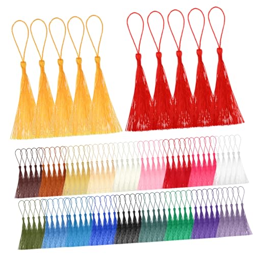 ARTIBETTER 100 Stück Quasten schlüsselanhänger Bastelzubehör Lesezeichen-Quaste Schlüsselbund Schlüssel Quaste Polyester von Artibetter
