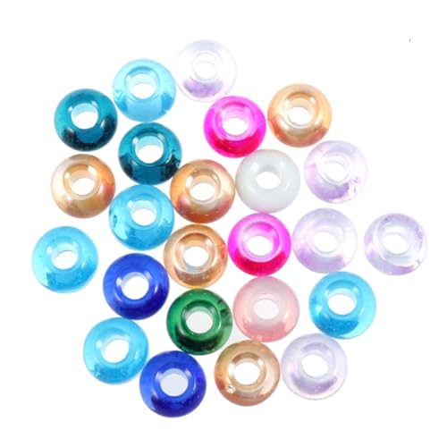 ARTIBETTER 100 Stück Runde Glasperlen mit Großem Loch Mischfarben Diy Schmuck Bastelset für Armbänder und Kreative Projekte von Artibetter