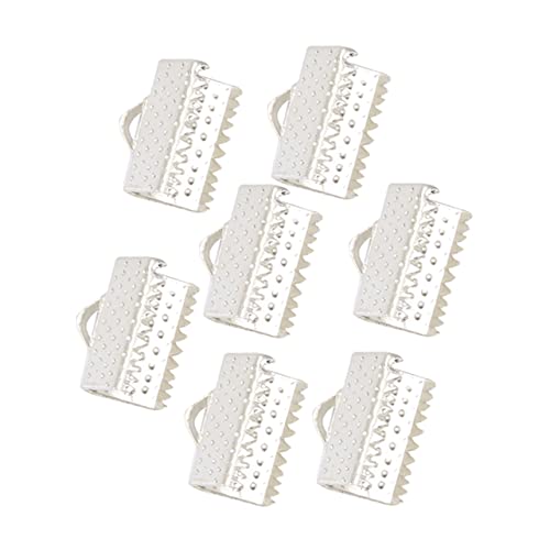 ARTIBETTER 100 Stück Silberne Metall Endkappen für Schnur Zipper Clips und Schmuckzubehör Diy Verschlüsse für Armbänder und Texturierte Crimp Enden von Artibetter