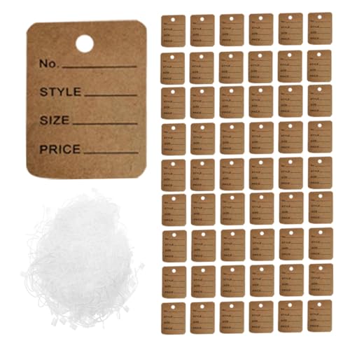 ARTIBETTER 1000 Stück Kraftpapier Preisschilder mit Weißen Schnüren Beschreibbare Hängeetiketten für Kleidung Schmuck und Einzelhandel Robuste Etiketten für Effektive Produktkennzeichnung von Artibetter