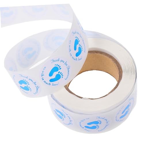ARTIBETTER 1000 Stück -taufaufkleber Babypartydekoration Junge Etiketten Aufkleber Für Briefumschläge Dekorationsaufkleber Danke Etikett Babyparty-verpackungsetikett Blau Papier von Artibetter