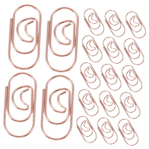 ARTIBETTER 100Stücke Dekorative Büroklammern im Mond Design Multifunktionale Metallklammern für Dokumente Schreibtischzubehör Roségold für Büro und Zuhause Robust und Langlebig von Artibetter