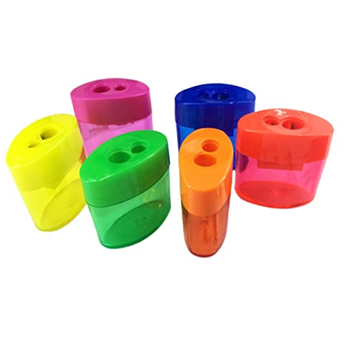 ARTIBETTER 12 Stück Bleistiftspitzer mit Zwei Löchern und Abfallbehälter Kreative Schulstationery für Zufällige Farben Zufällige Farbe Zufällige Farbe von Artibetter