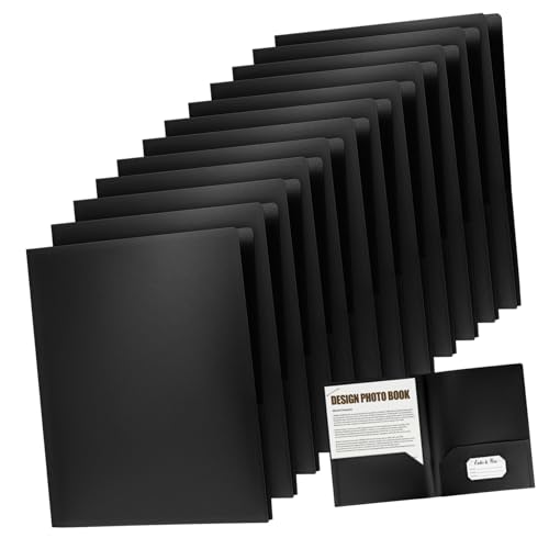 ARTIBETTER 12 Stück Mappe Ordner mit Kartenfach aktenordner leichte Ordner stabiler Dokumentenordner Dateiordner Visitenkarteninhaber Aktenorganisator für den Schreibtisch Plastik Black von Artibetter