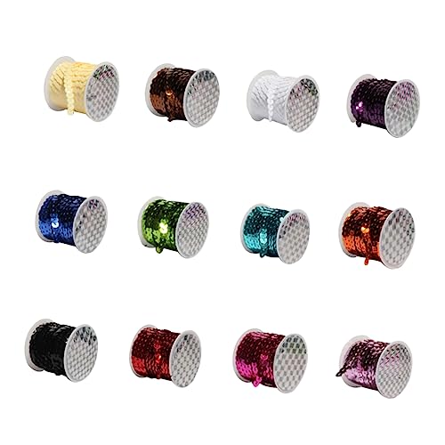 ARTIBETTER 12 Stück Teiliges Paillettenband Farben Flaches Glitter Ribbon für Diy Bekleidung und Hochzeitsdeko Elastisch und Langlebig für Kreative Designs und Textilkunst von Artibetter