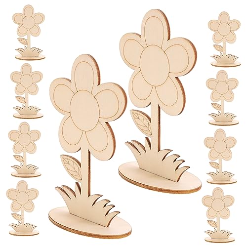 ARTIBETTER 12 Stück Teiliges Unfertige Holzblumen Bastelsets Holzornamente für Diy Projekte Hochzeiten Feste und Dekorationen Glatte Oberfläche zum Bemalen und Gestalten von Artibetter