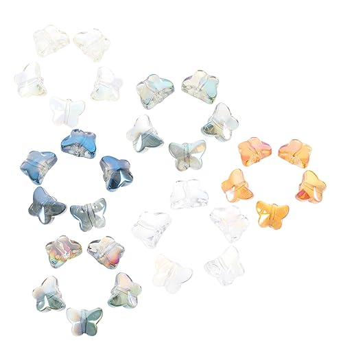 ARTIBETTER 120 Stück Glasperlen Set Für Schmetterlingsketten Schmuck Schmetterlingsanhänger Zierliche DIY Schmetterlingsschleife Bunte Perlen Große Schmetterlingsflügel von Artibetter