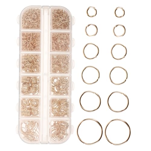 ARTIBETTER 1200 Stück Metallöffnungsring Schlüssel Sprungringe Rundsteckverbinder offene Biegeringe für die Schmuckherstellung Spaltring für DIY-Schmuck Eisen Golden von Artibetter