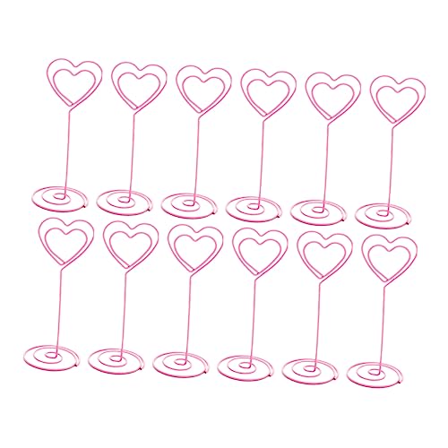 ARTIBETTER 12Stücke Herzförmige Metall Tischkartenhalter Rosa Elegante Büroklammern für Hochzeit Shower und Festlichkeiten Stabile Memo Clips für Karten und Tischnummern von Artibetter