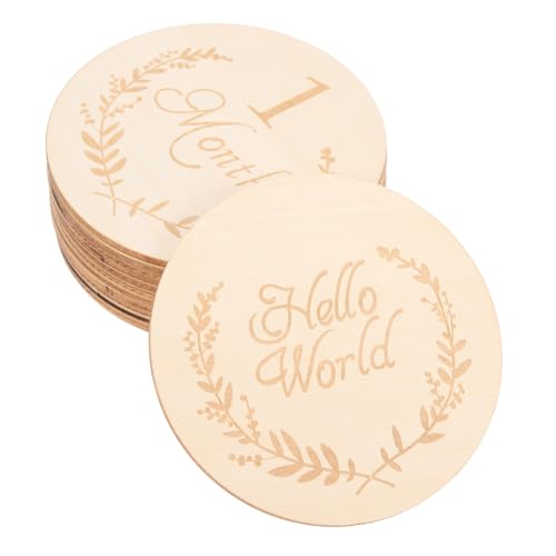 ARTIBETTER 13 Stück Holzscheibe reminiscence reminescence holzspachtelmasse babygeschenke holzhackschnitzel Anzeichen für Babymonate Bausatz monatliche Wachstumskarten Holzspäne für zu Hause von Artibetter